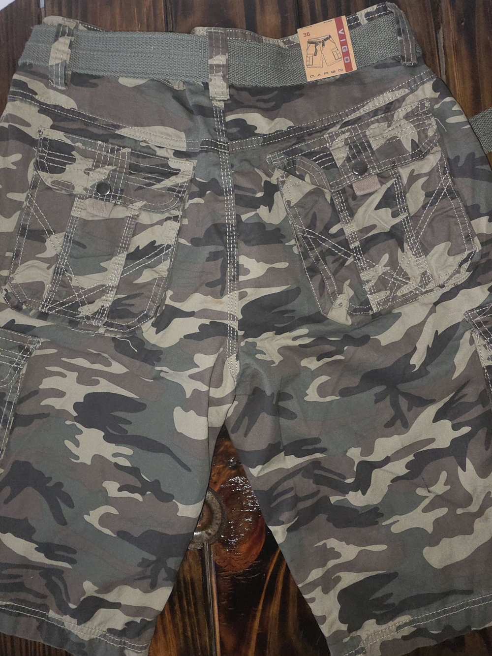 Camo Cargo Shorts with Belt